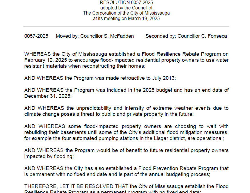 Motion 0057-2025 | Extension of the New Flood Resilience Rebate Program