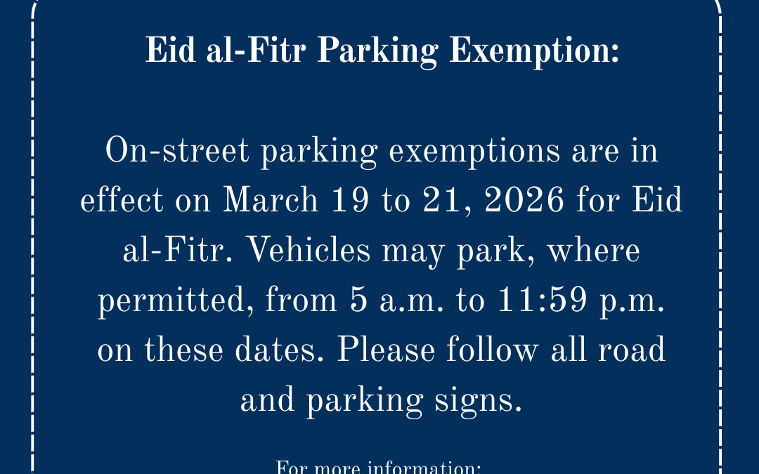 IMPORTANT PARKING:  Eid al‑Fitr Parking Exemption