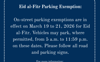 IMPORTANT PARKING:  Eid al‑Fitr Parking Exemption
