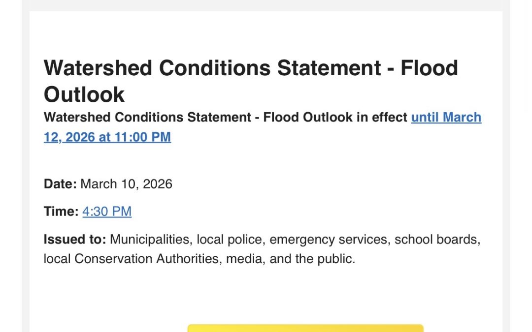 Watershed Conditions Statement – Flood Outlook in effect until March 12, 2026